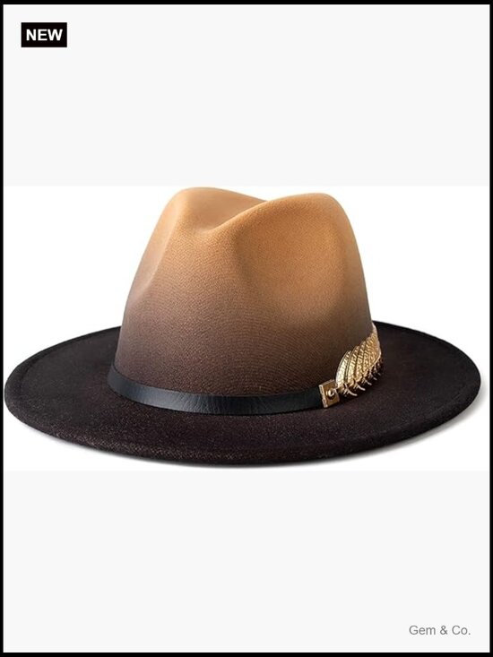 Wide Brim Fedora Hat with Belt Buckle - One Size main image 6